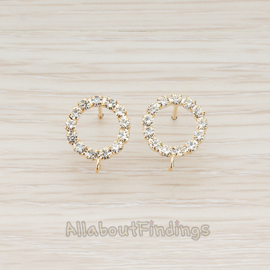 EERG.056 // Clear Crystal Cubic Zirconia Setting Round Circle Ear Post, 2 Pc