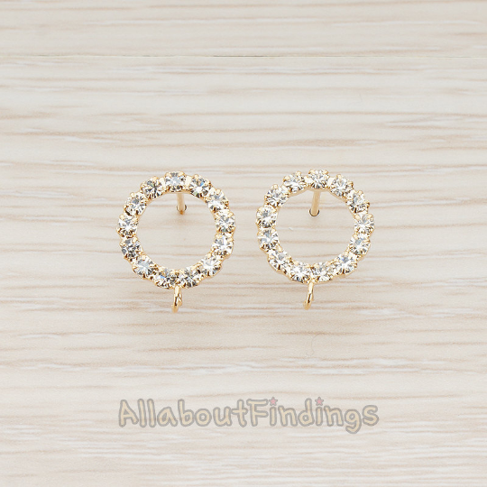 EERG.056 // Clear Crystal Cubic Zirconia Setting Round Circle Ear Post, 2 Pc