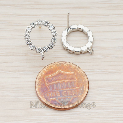 EERG.056 // Clear Crystal Cubic Zirconia Setting Round Circle Ear Post, 2 Pc